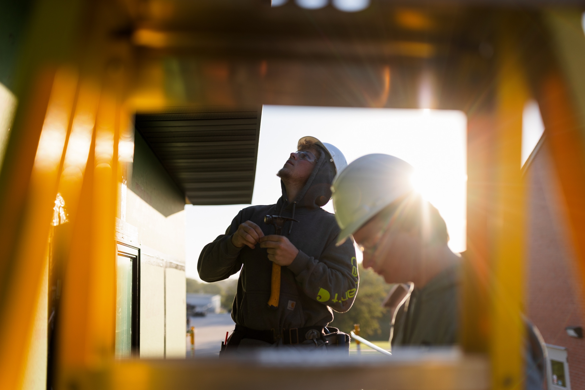 SCC Construction program instructor and students